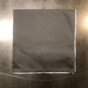 Pocket Square: 100% Silk Black with White Trim